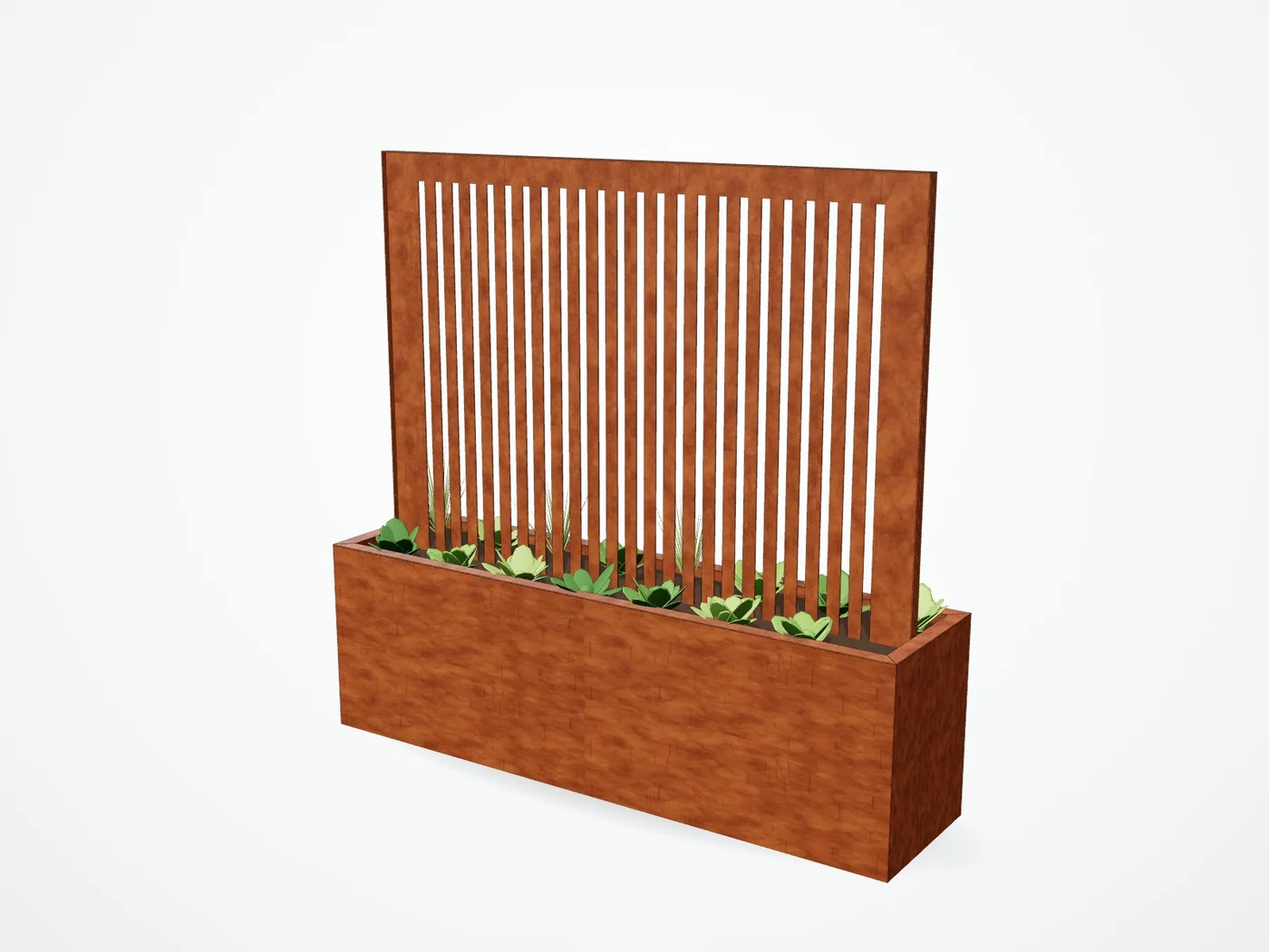 3D-render plantenbak met scheidingsscherm op maat