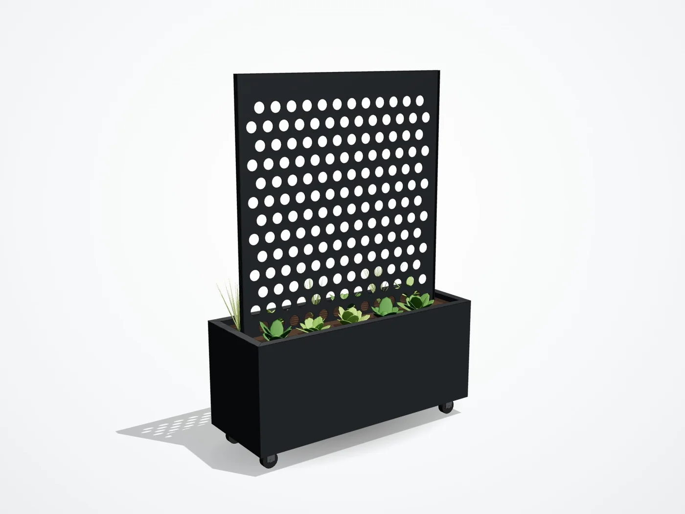 3D-render plantenbak met scheidingsscherm op maat