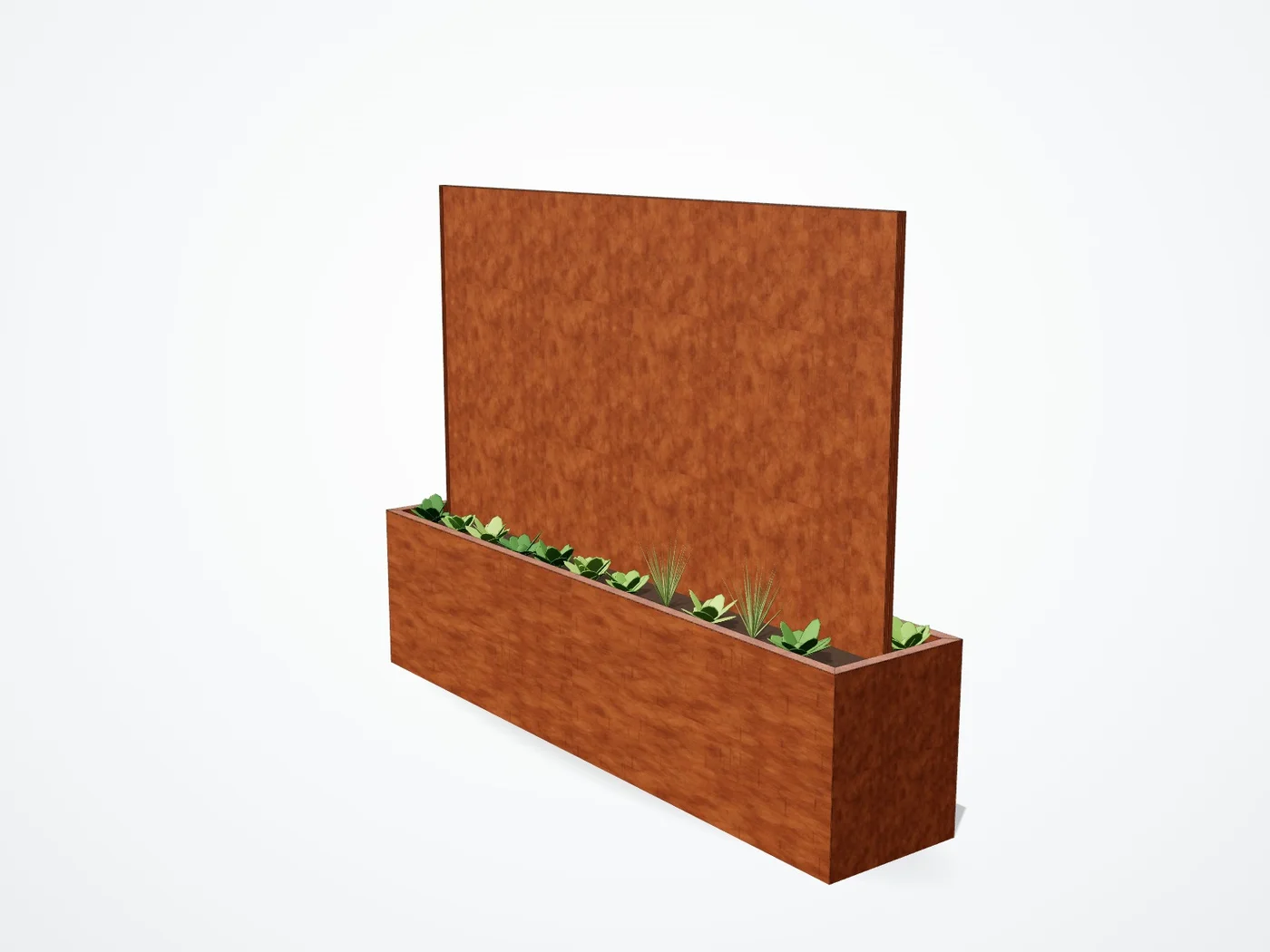 3D-render plantenbak met scheidingsscherm op maat