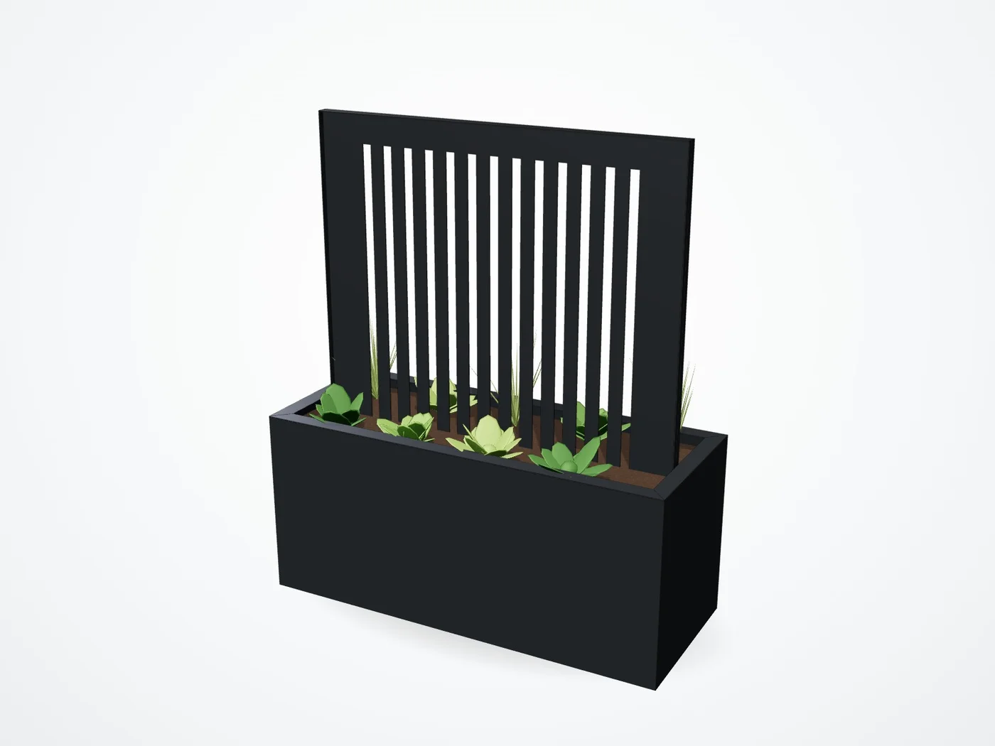 3D-render plantenbak met scheidingsscherm op maat