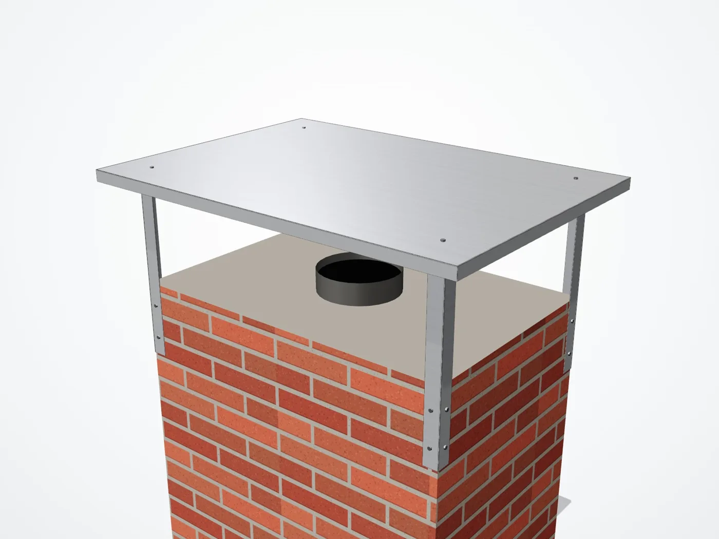 3D-render vlakke schoorsteenkap op maat – voorbeeld 1