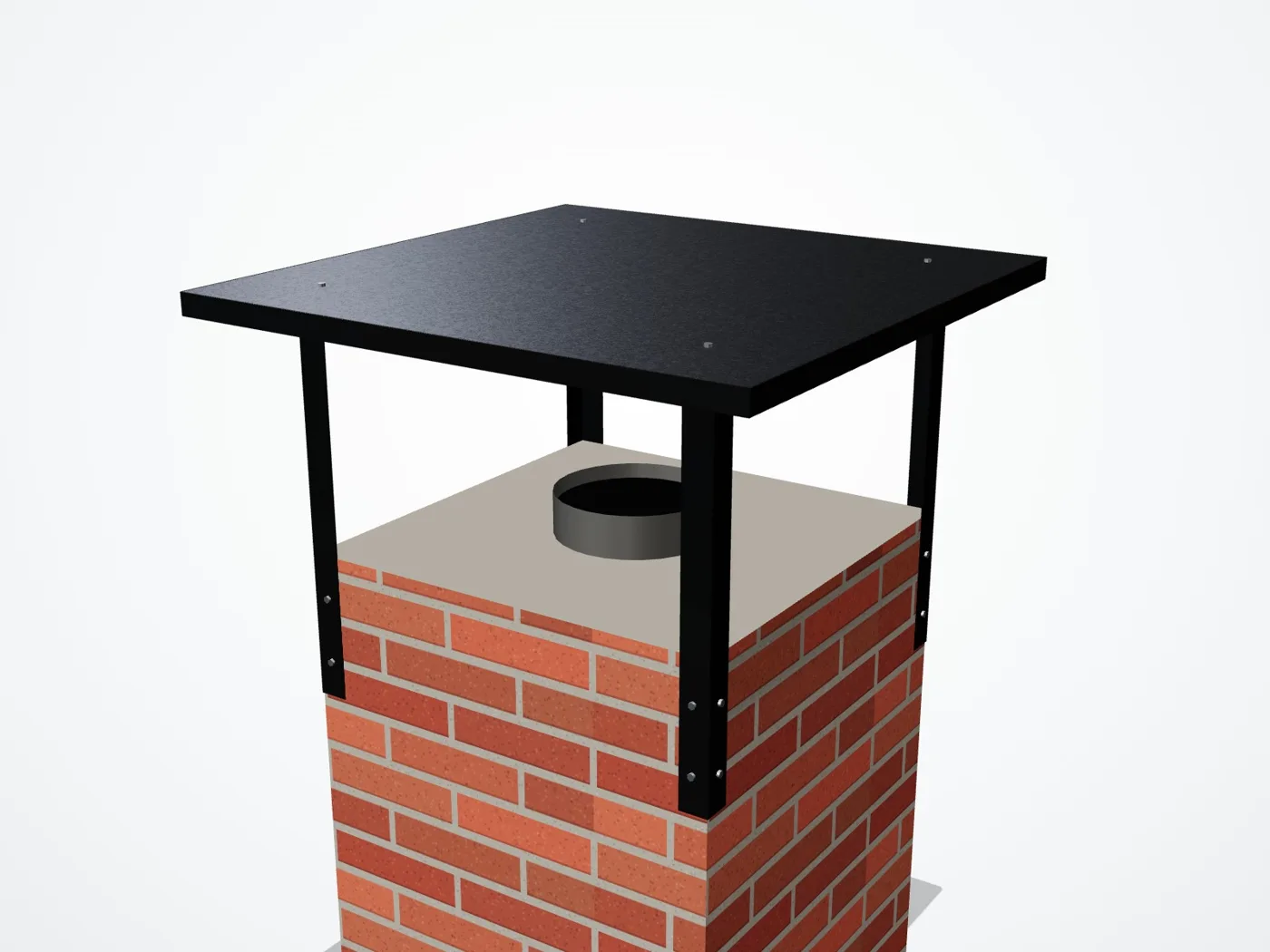 3D-render vlakke schoorsteenkap op maat – voorbeeld 2
