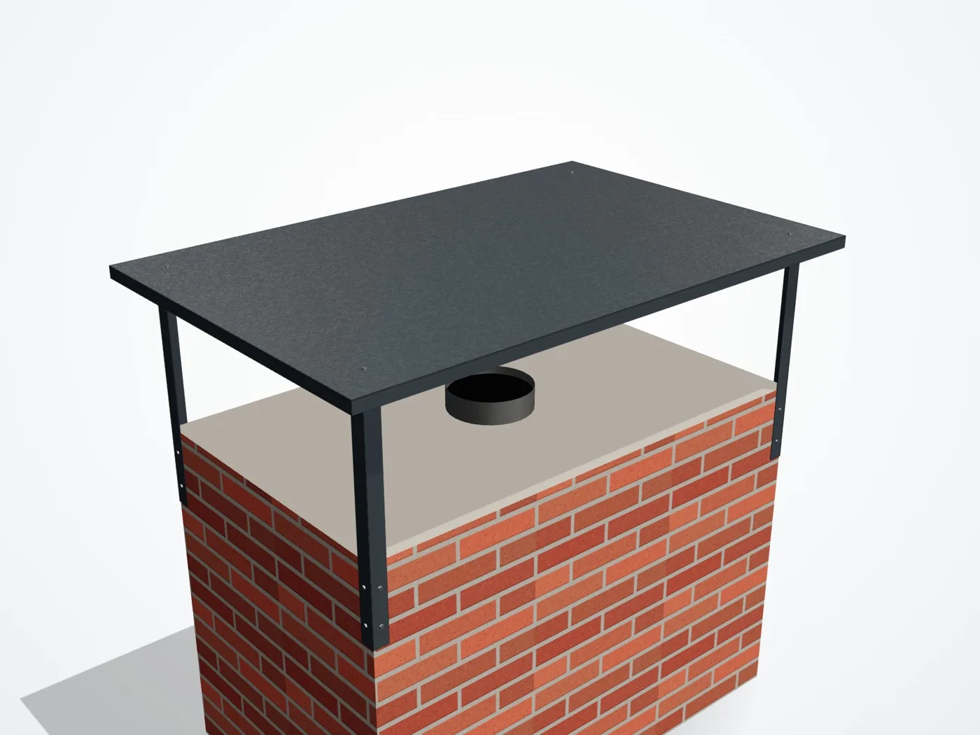 3D-render vlakke schoorsteenkap op maat – voorbeeld 3