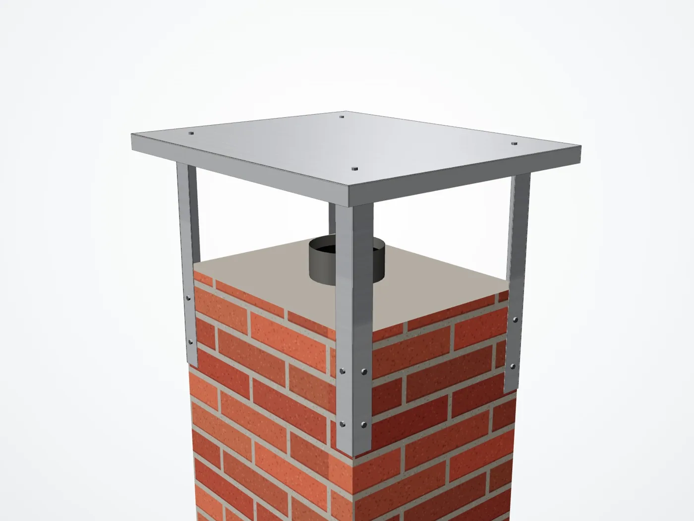 3D-render vlakke schoorsteenkap op maat – voorbeeld 4