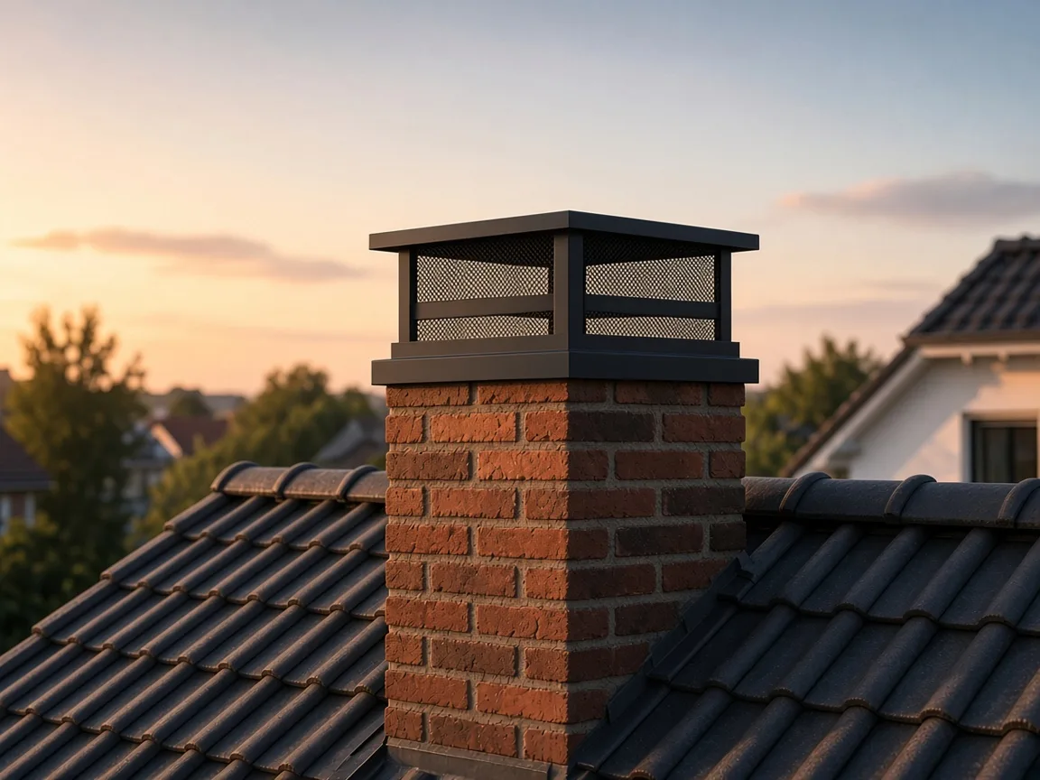 Design schoorsteenkap over de schoorsteen: plat, 1 lamel, antraciet (sfeerimpressie)